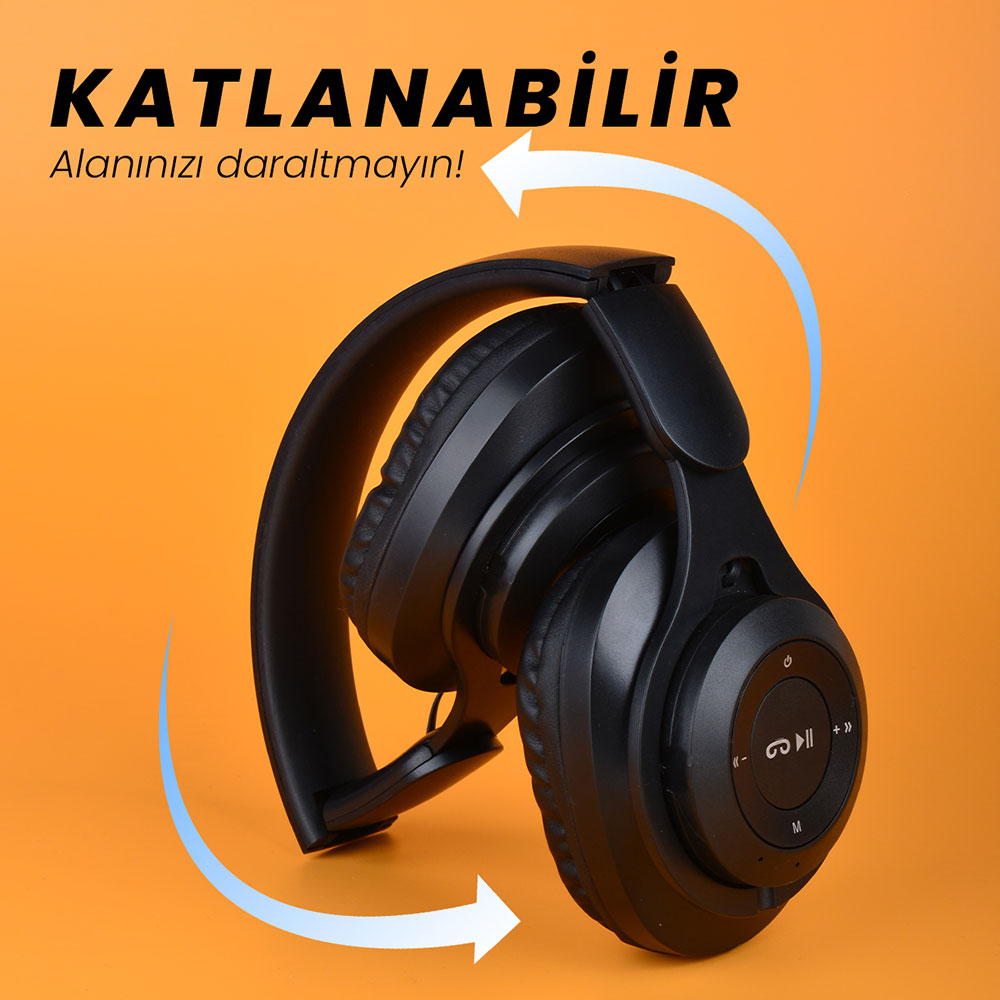 Zore M6 Plus Ayarlanabilir ve Katlanabilir Kulak Üstü Bluetooth Kulaklık - 6