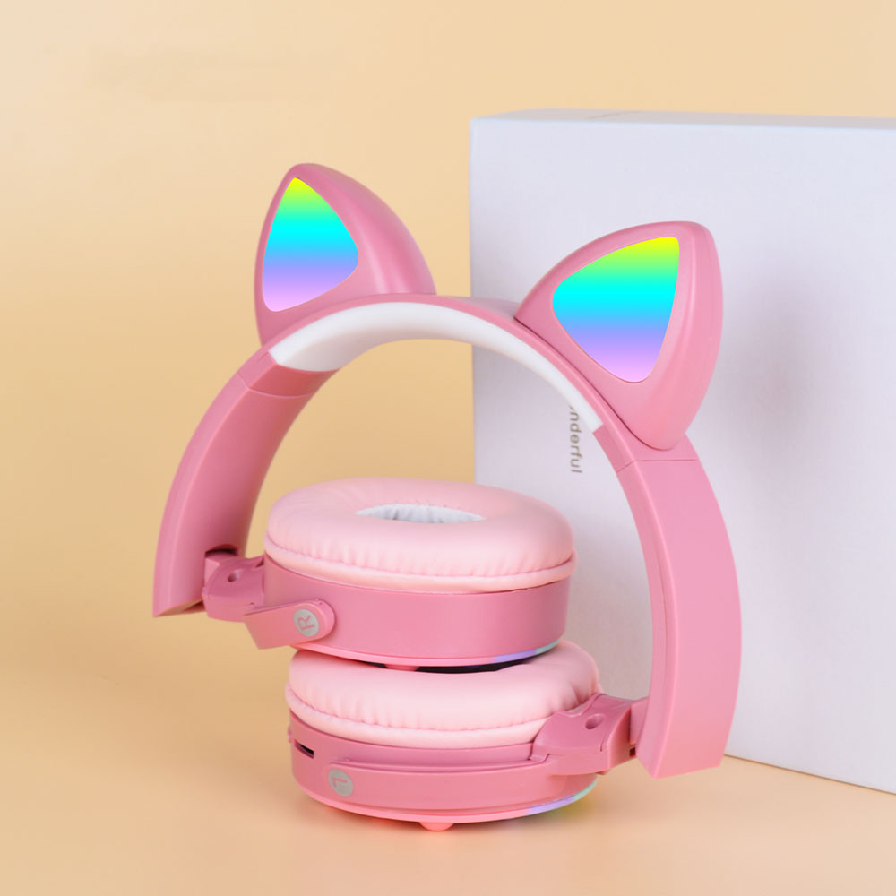 Zore CXT-950 RGB Led Işıklı Kedi Kulağı Band Tasarımı Ayarlanabilir Katlanabilir Kulak Üstü Bluetooth Kulaklık - 3